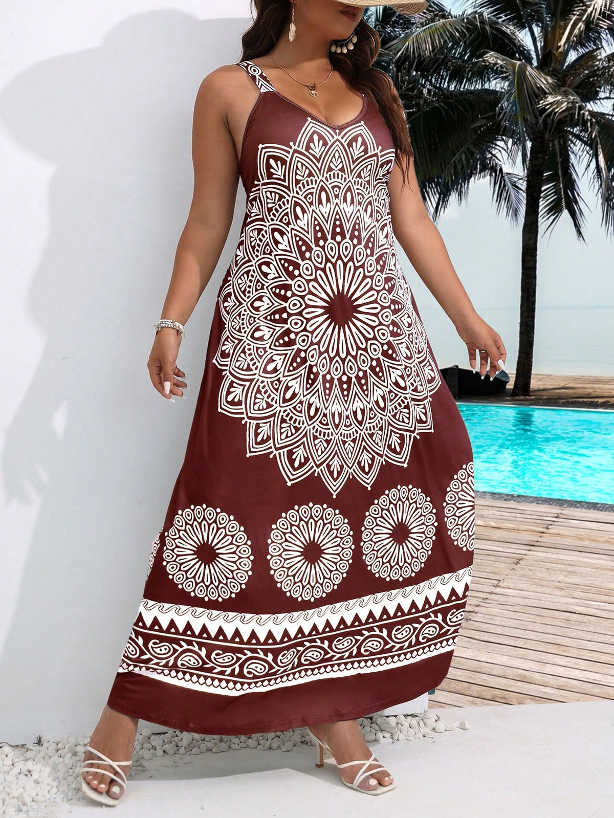 Plus Cami Dress in Mandala Print