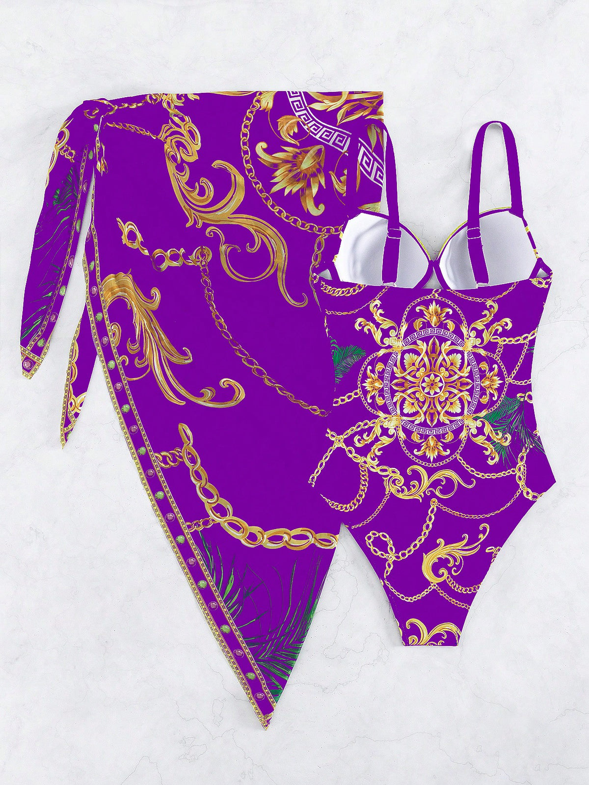 Boho One Piece Swimsuit With Beach Skirt