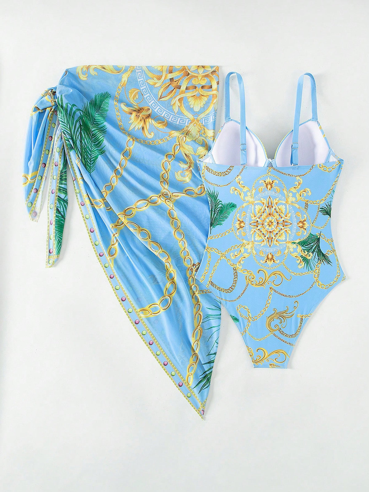 Boho One Piece Swimsuit With Beach Skirt