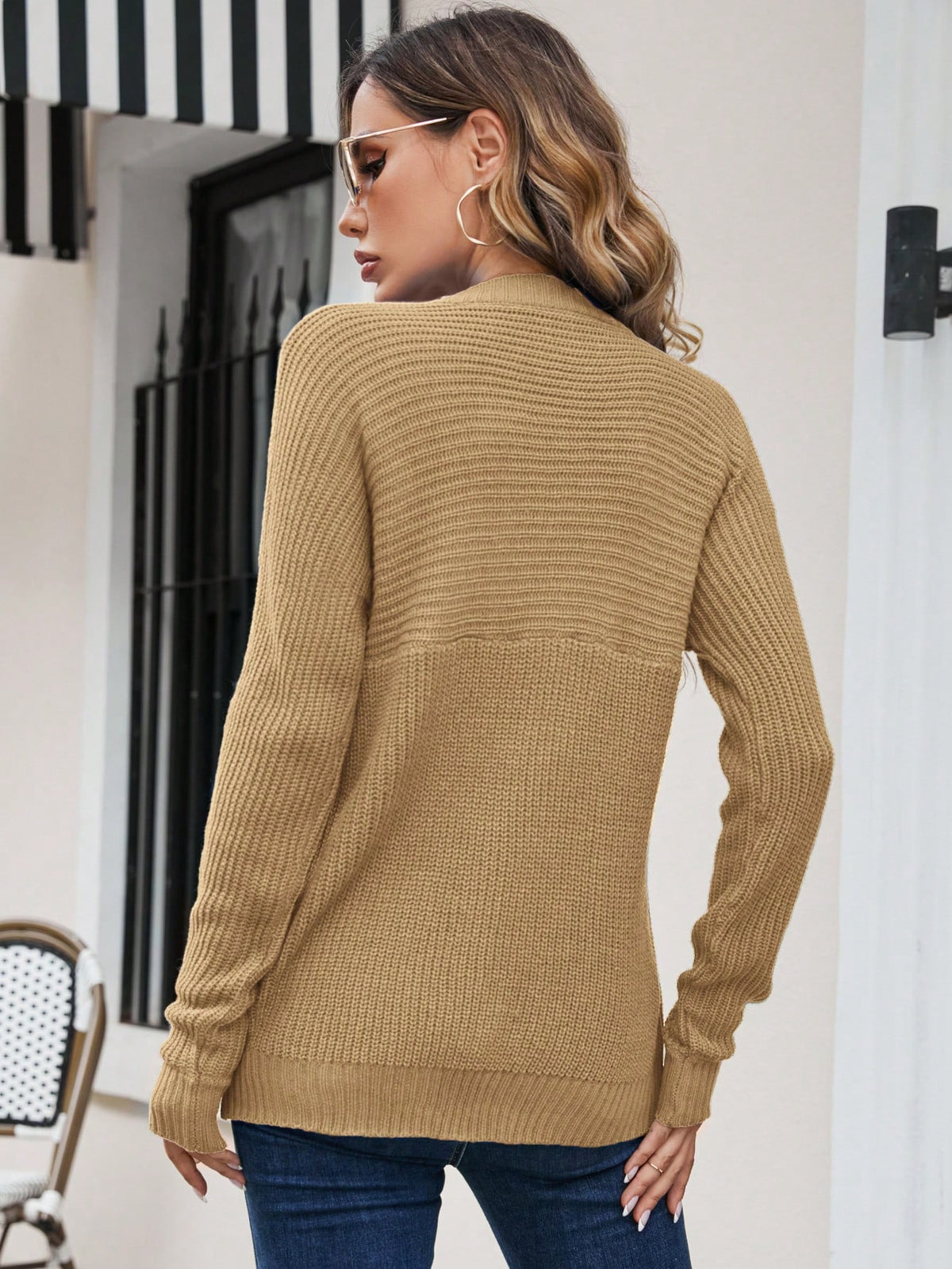 Knit Sweater with Batwing Sleeve