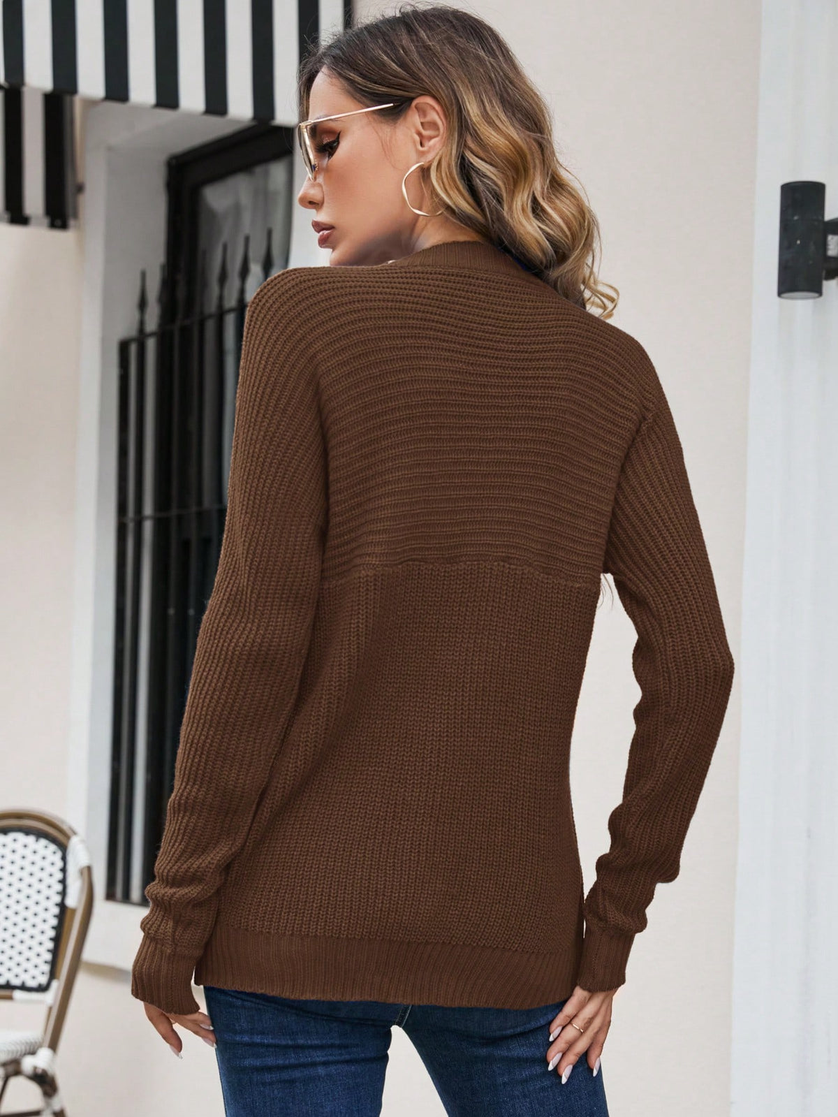 Knit Sweater with Batwing Sleeve