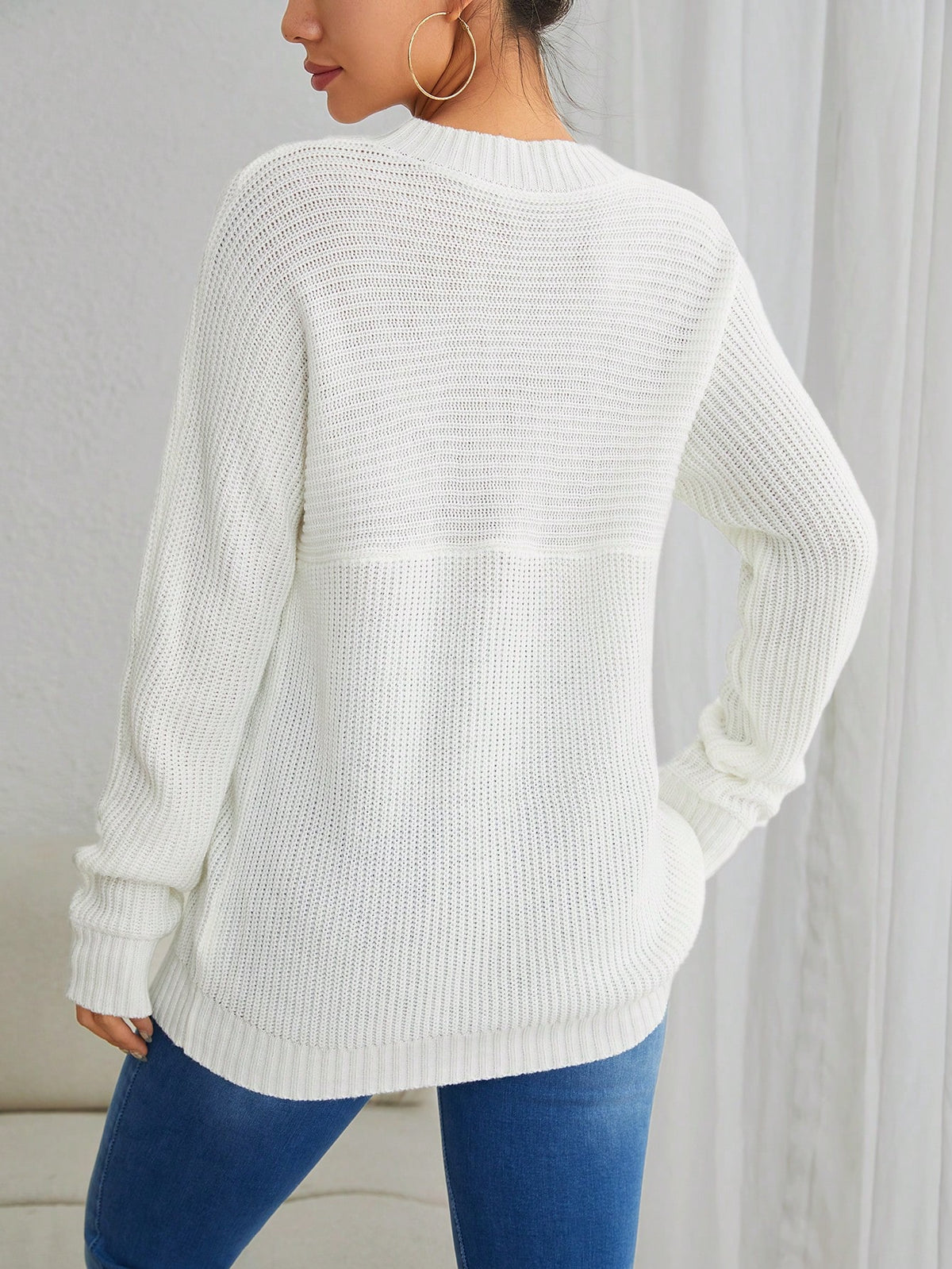 Knit Sweater with Batwing Sleeve