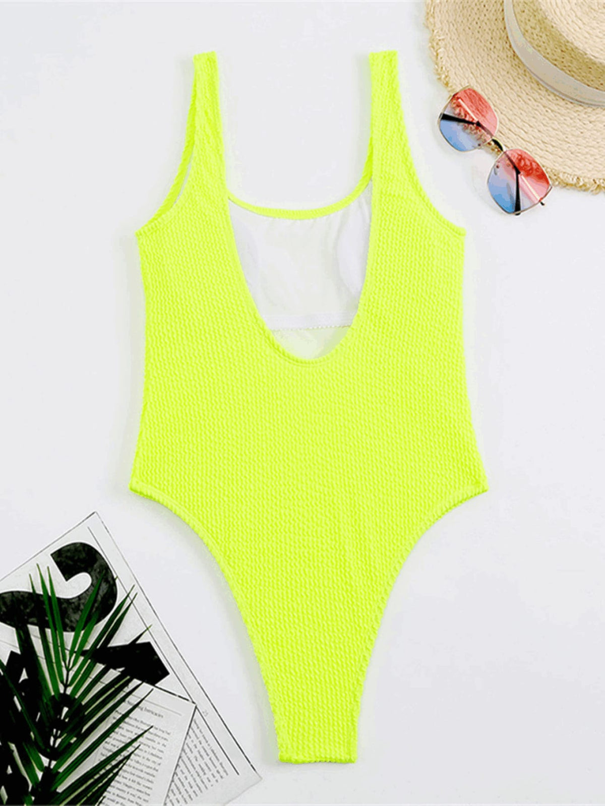 One-piece Swimsuit With Wrinkled Wave Stripes