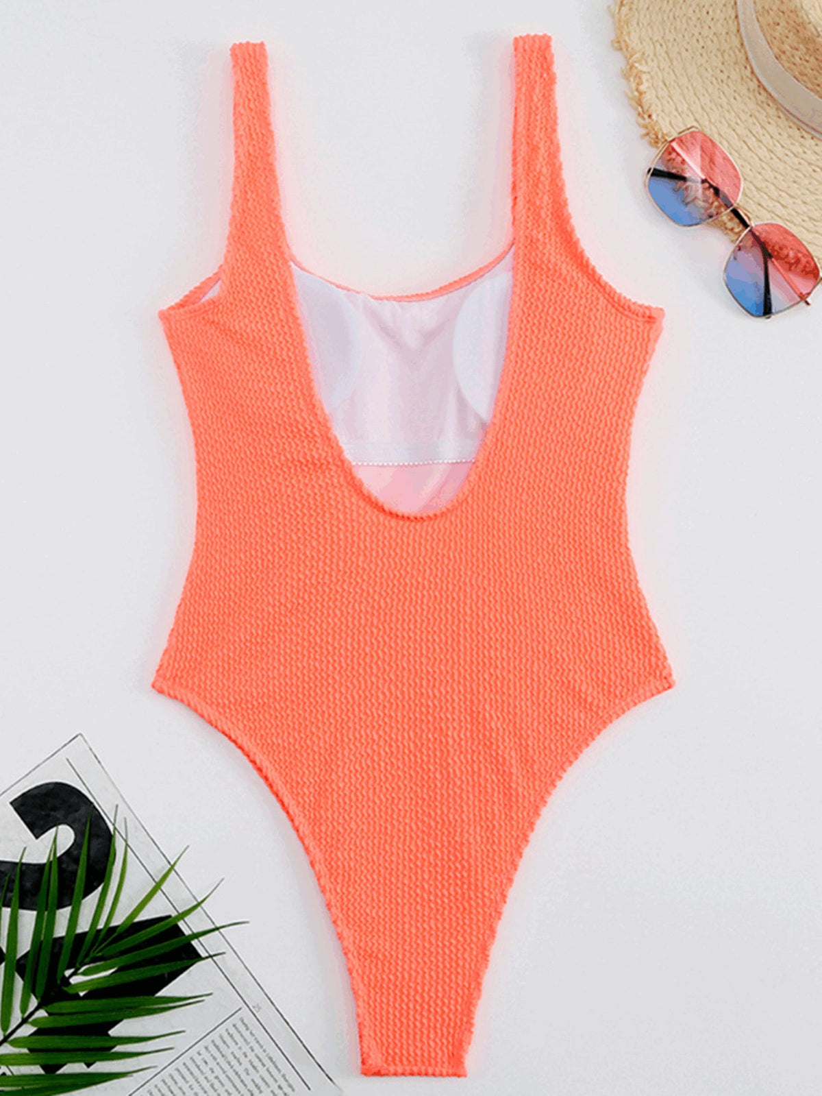 One-piece Swimsuit With Wrinkled Wave Stripes
