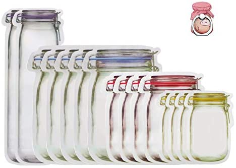 Mason Jar Zipper Bags - Purple+Blue+Red+Yellow / 15pcs