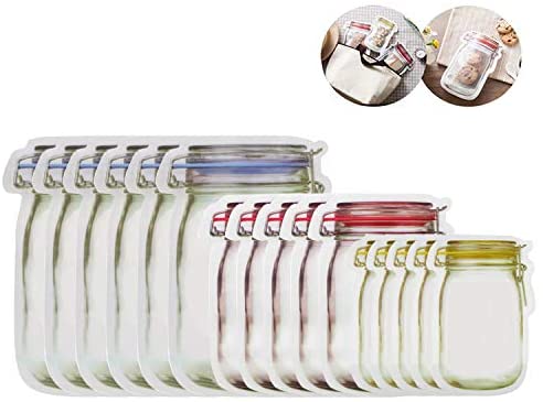 Mason Jar Zipper Bags - Blue+Red+Yellow / 16pcs
