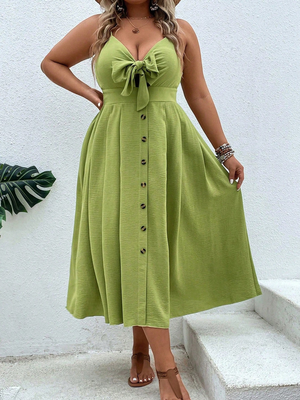 Plus Cami Dress with Knot Front