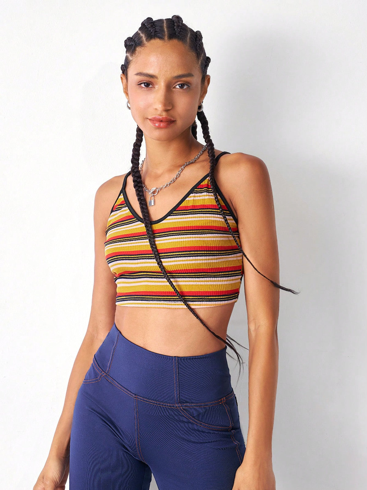 Striped Ribbed Knit Cami Top