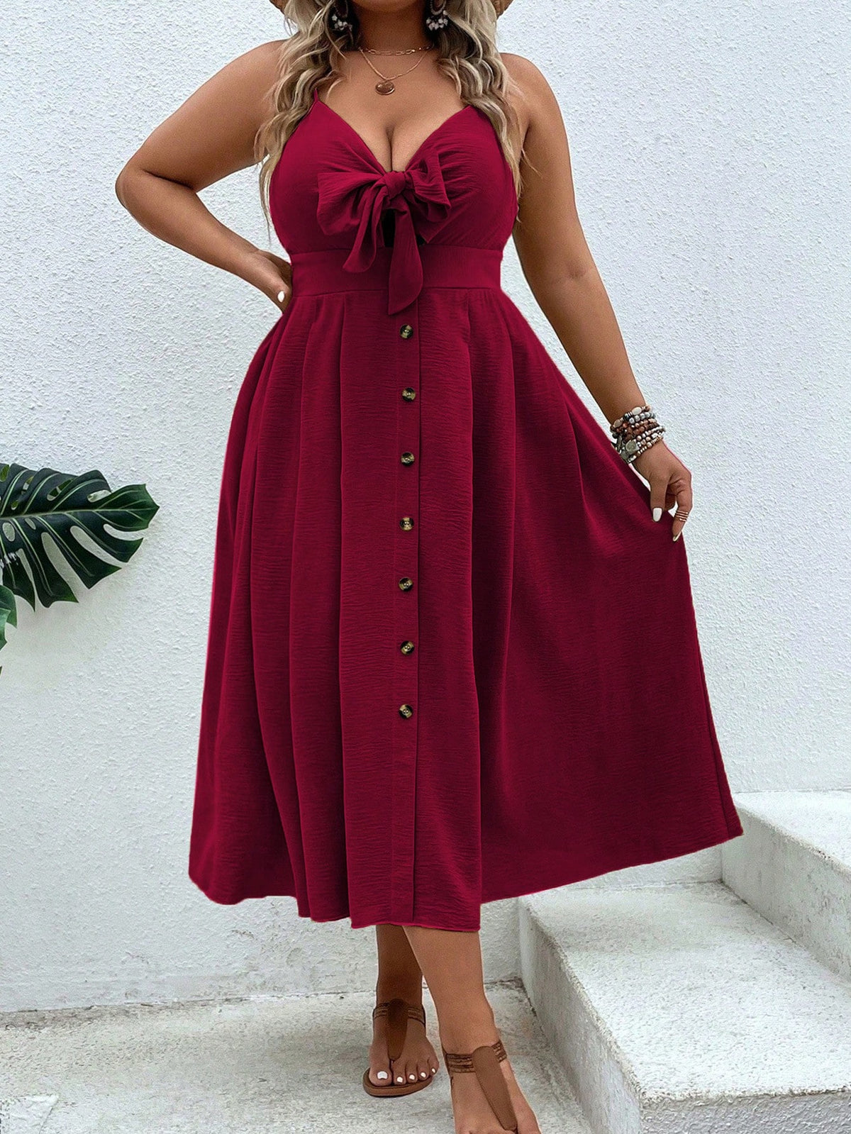 Plus Cami Dress with Knot Front