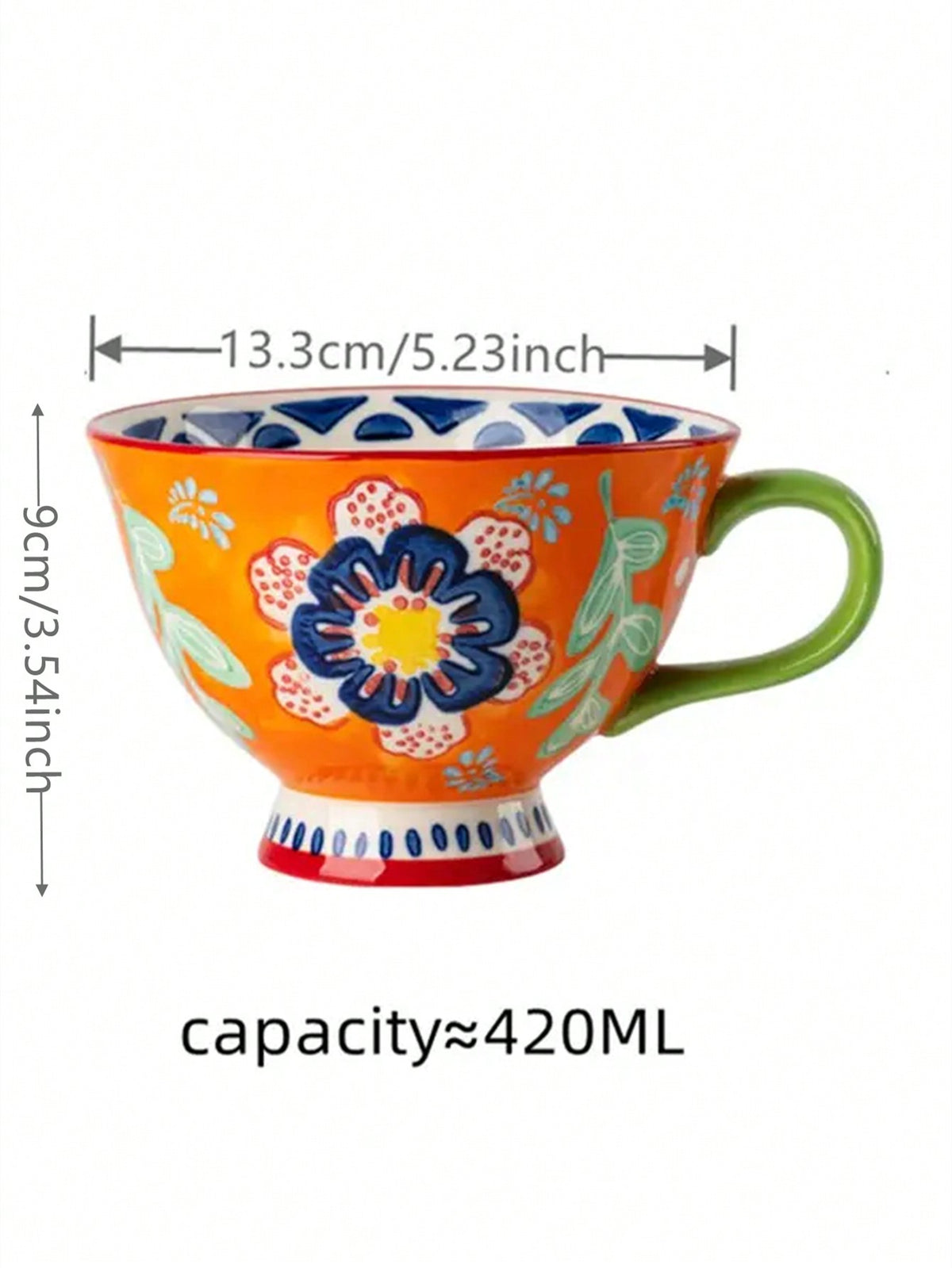 Embossed Ceramic Breakfast Cup Hand-Painted