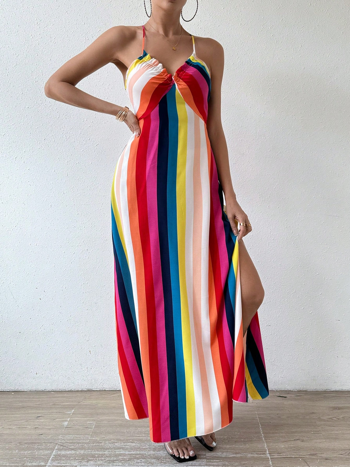 Geo Print Cami Dress with Split Thigh