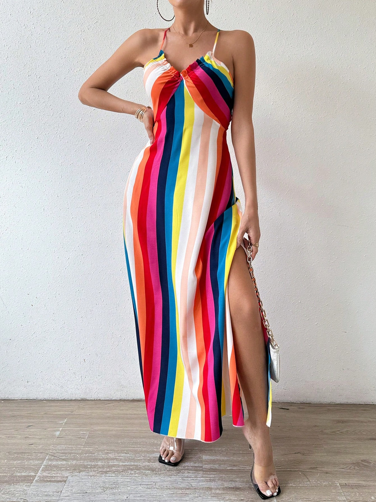Geo Print Cami Dress with Split Thigh