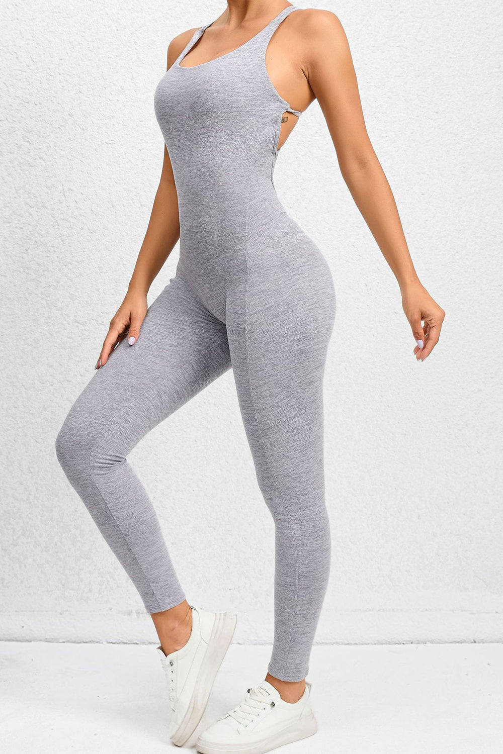 Scoop Neck Sleeveless Active Jumpsuit