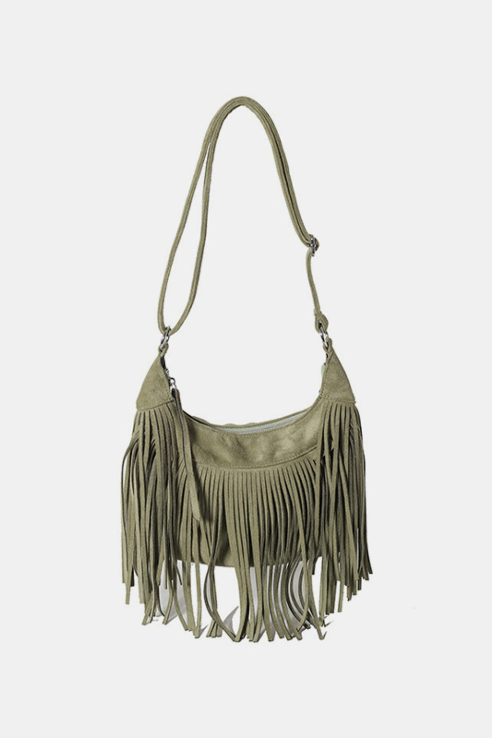 Suede Fringe Adjustable Strap Shoulder Bag