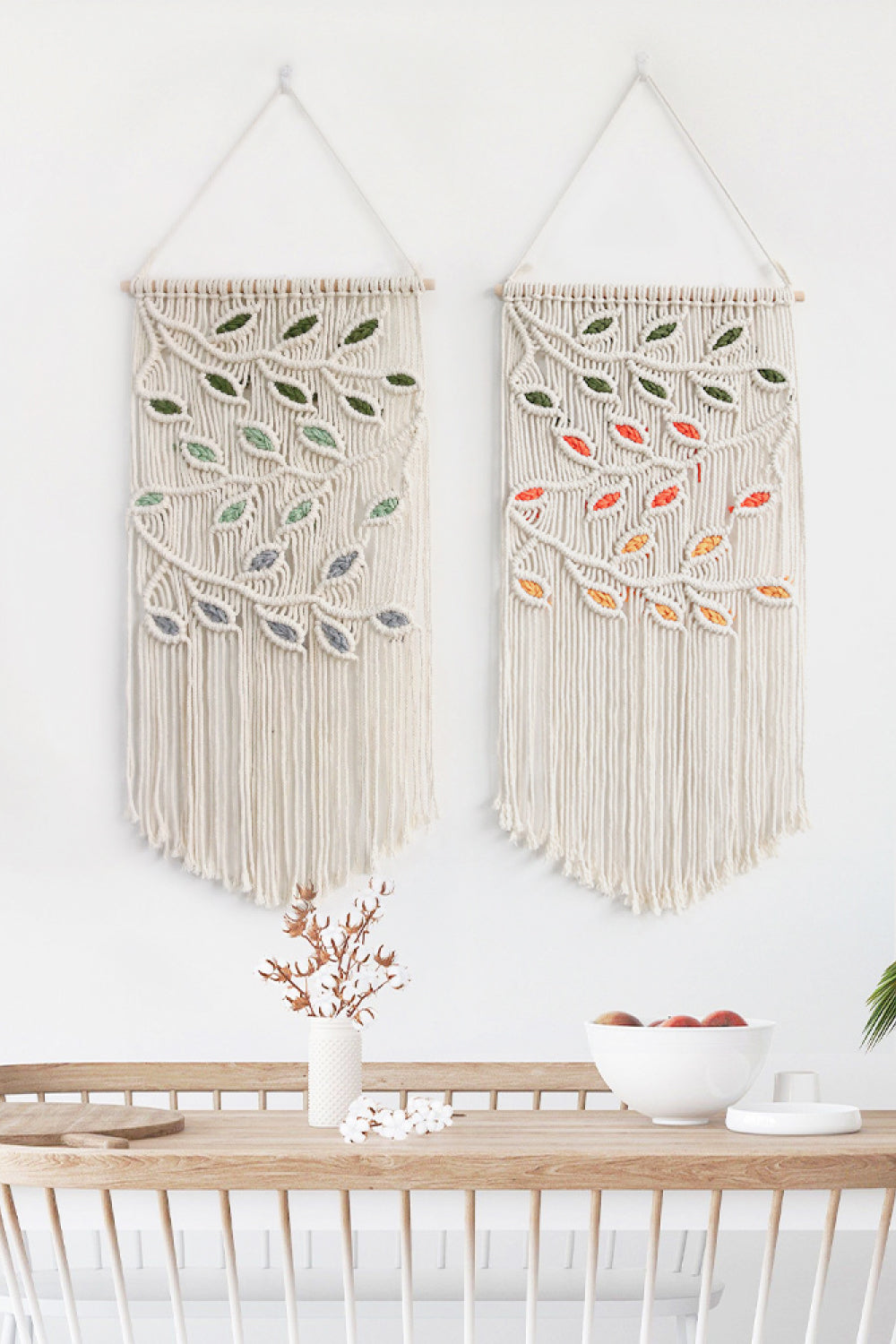 Contrast Leaf Fringe Wall Hanging