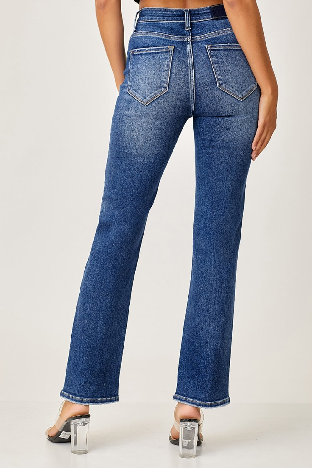 Mid Rise Slim Straight Jeans