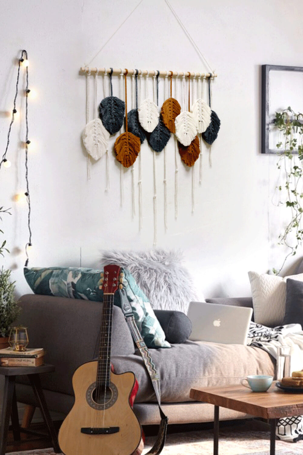 Hand-Woven Feather Wall Hanging