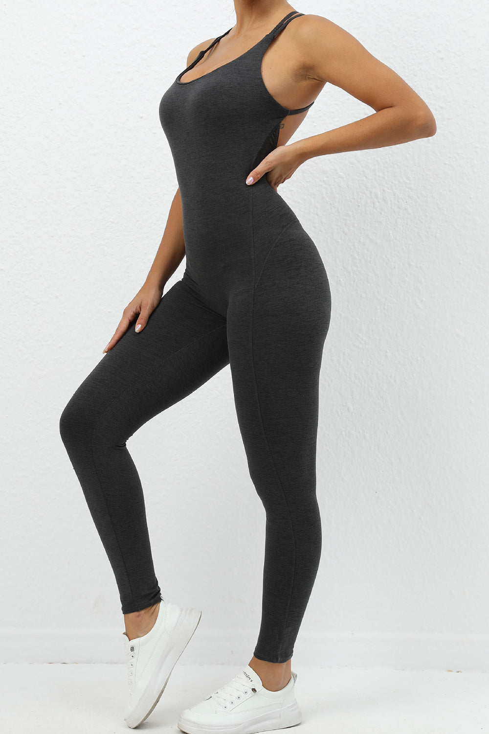 Scoop Neck Sleeveless Active Jumpsuit