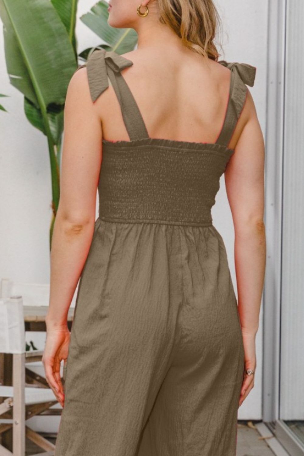 Full Size Bodice Smocked Sleeveless Jumpsuit