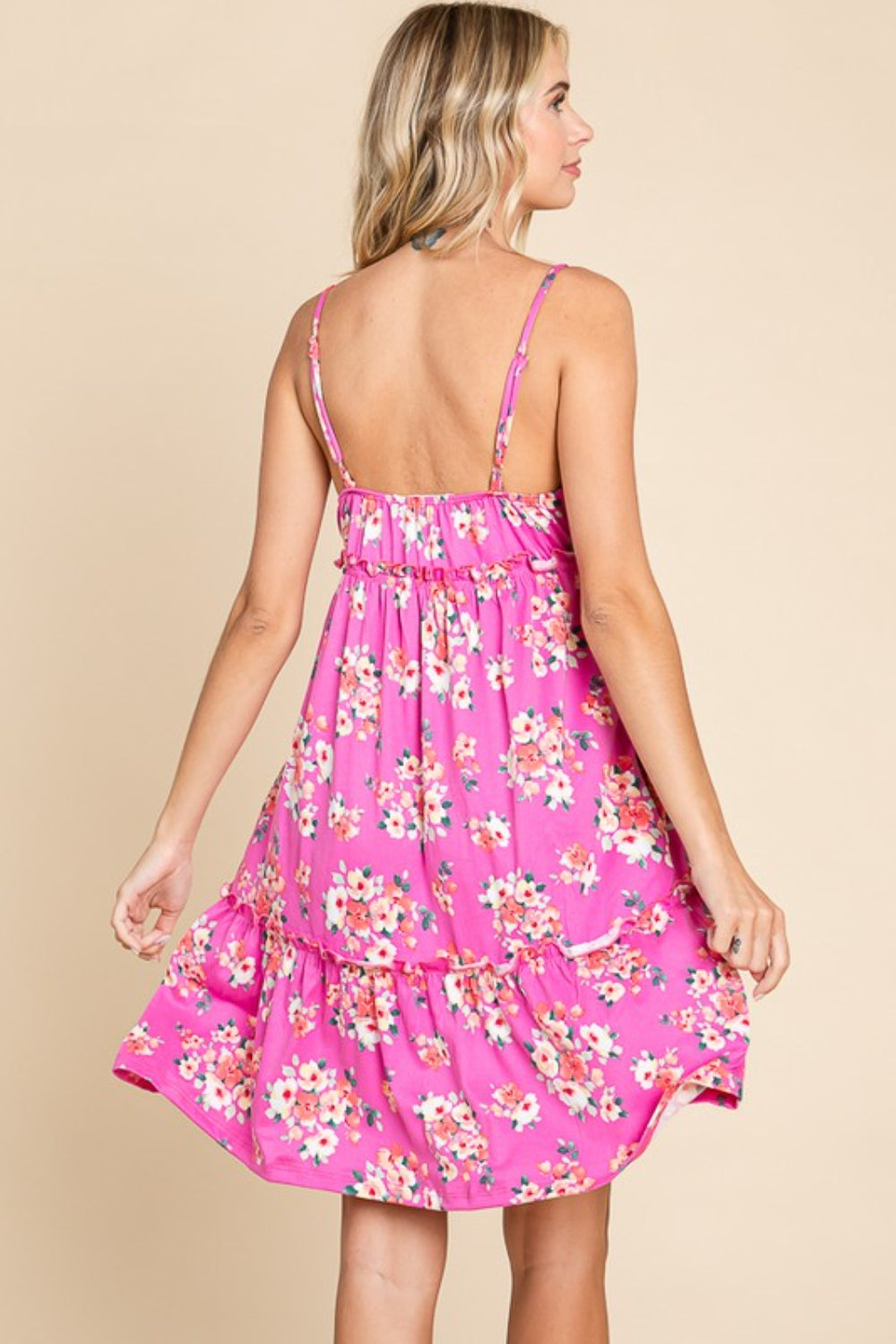 Plus Size Floral Ruffled Cami Dress