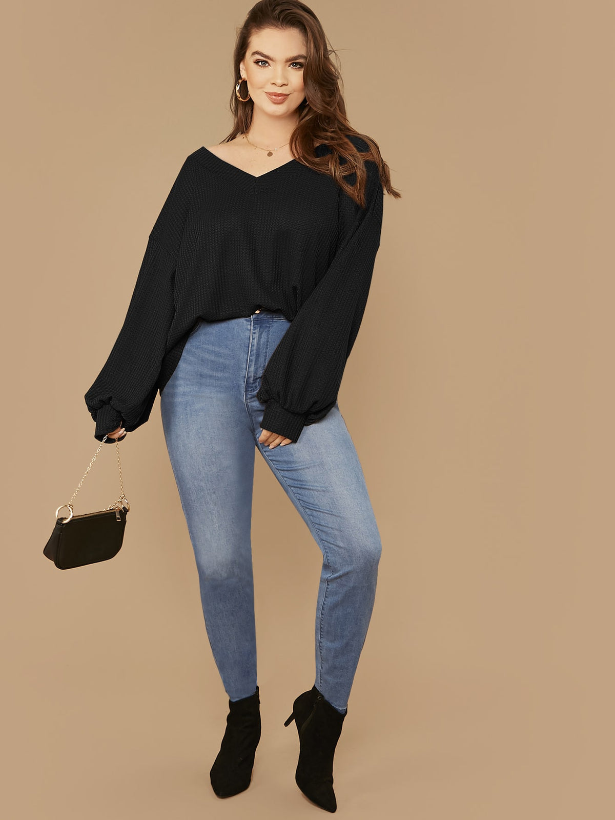 Plus Size Waffle Knit Top - 