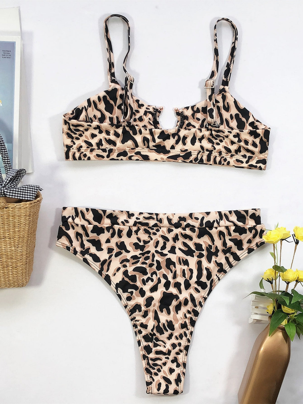 Leopard Print High Waist Bikini - 