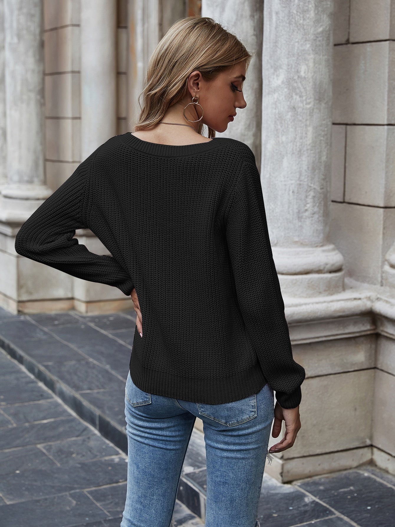 Women's rib hot sale knit sweater