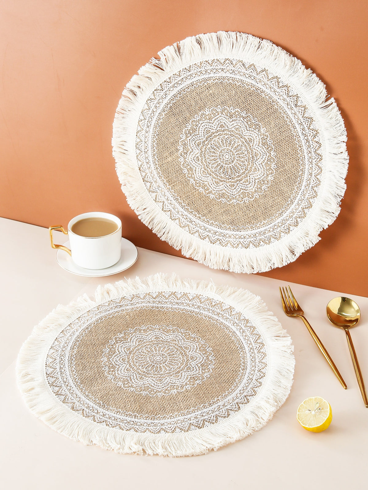 1pc Boho Placemat with Tassel Trim