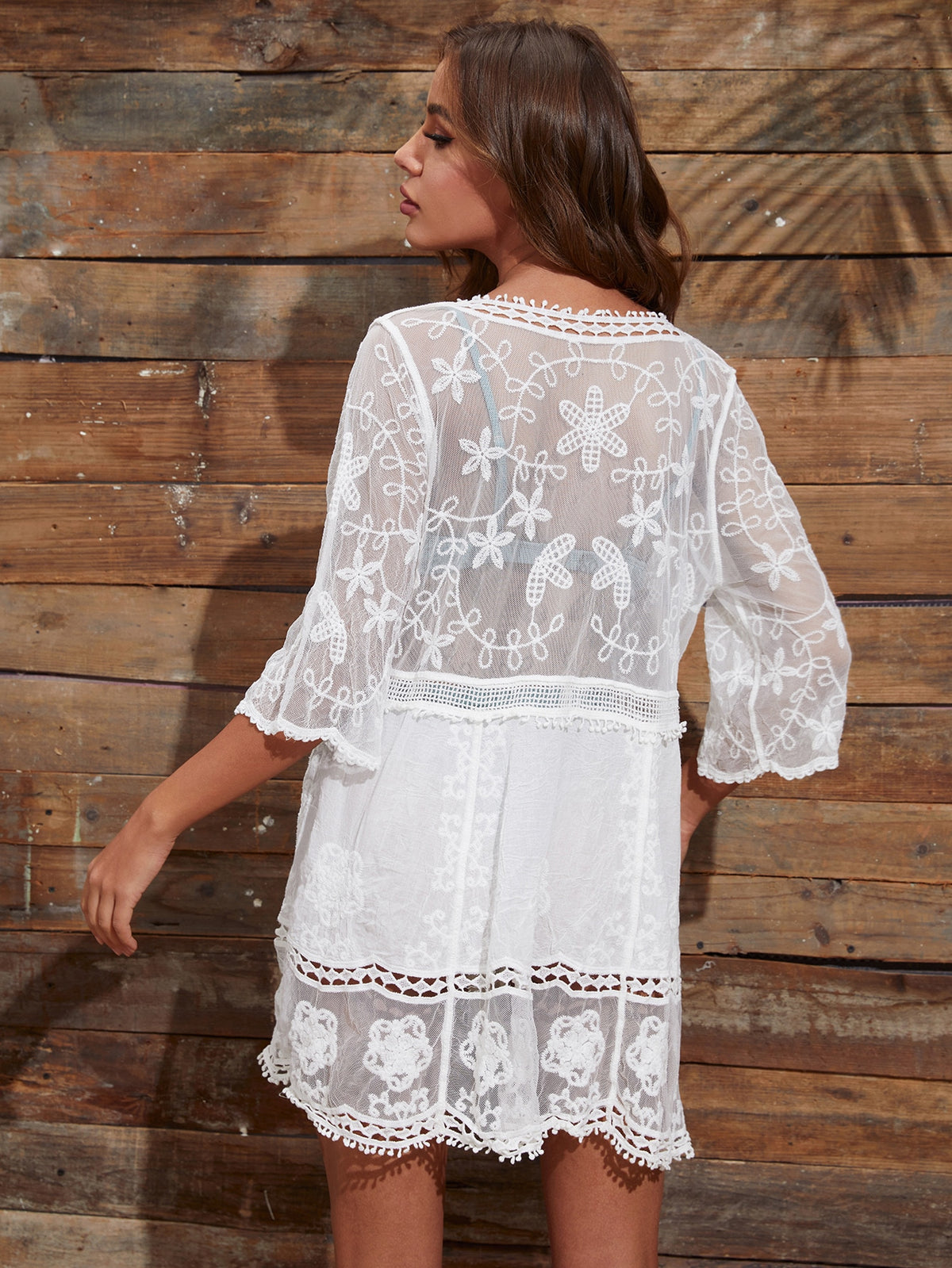 Swimsuit Cover Up with Lace Contrast