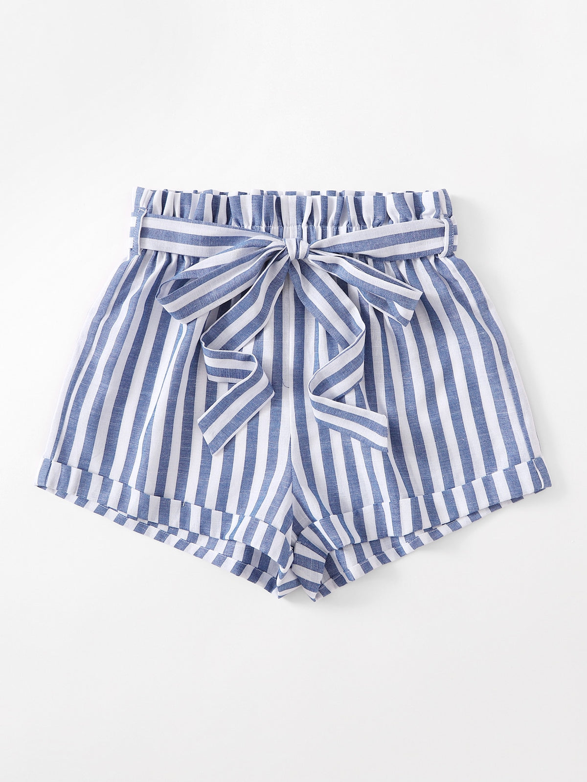 Striped Shorts with Rolled Hem - 