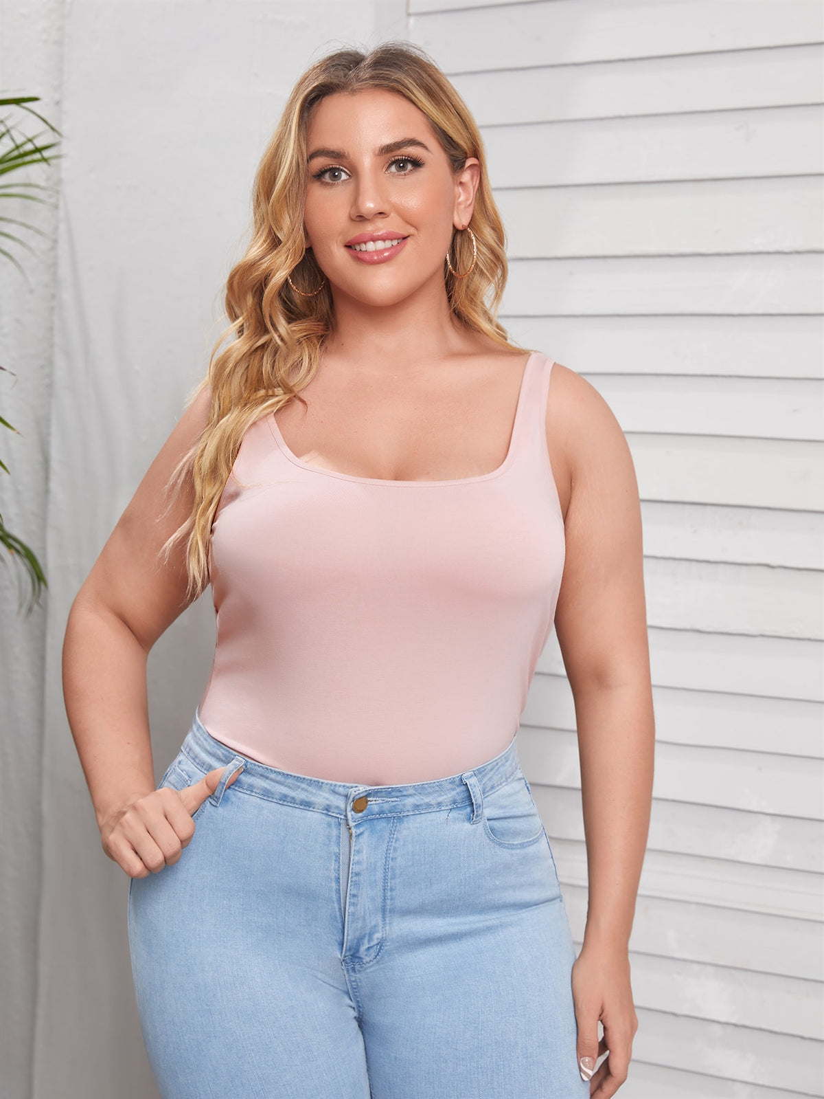 Plus Classic Fitting Tank - Baby Pink / 4XL