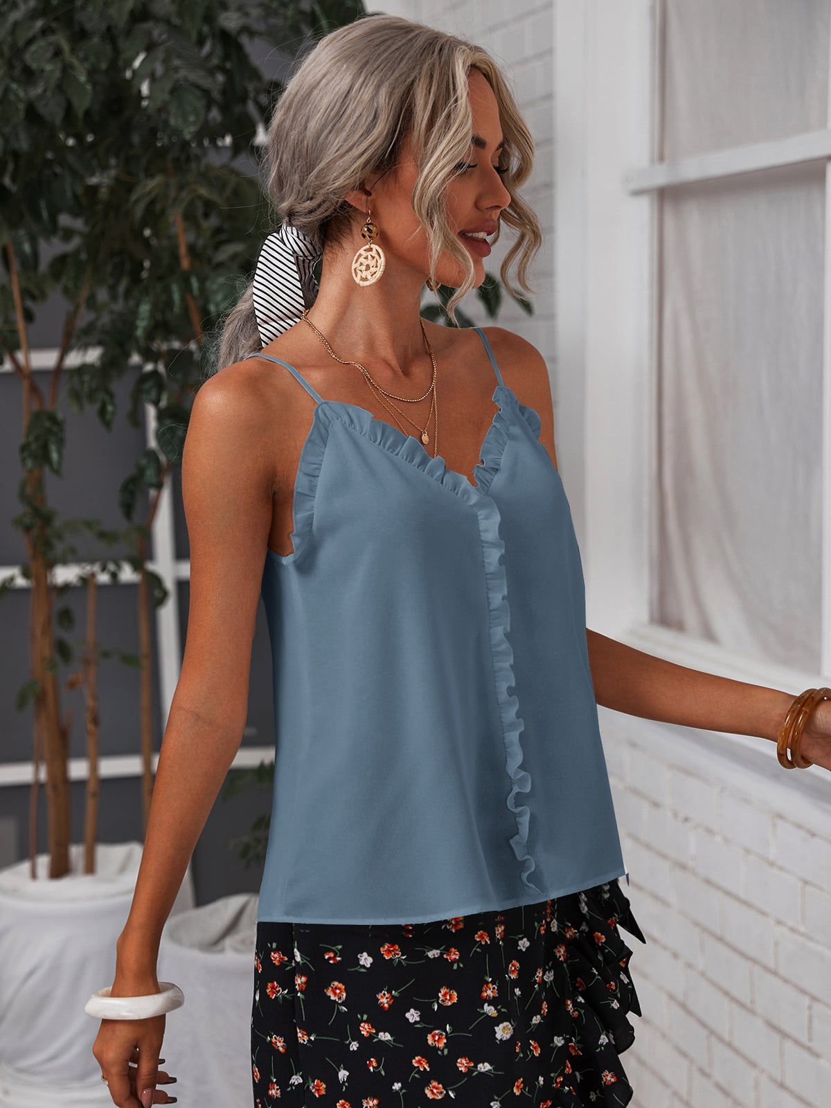 Cami Top with Frill Trim - 