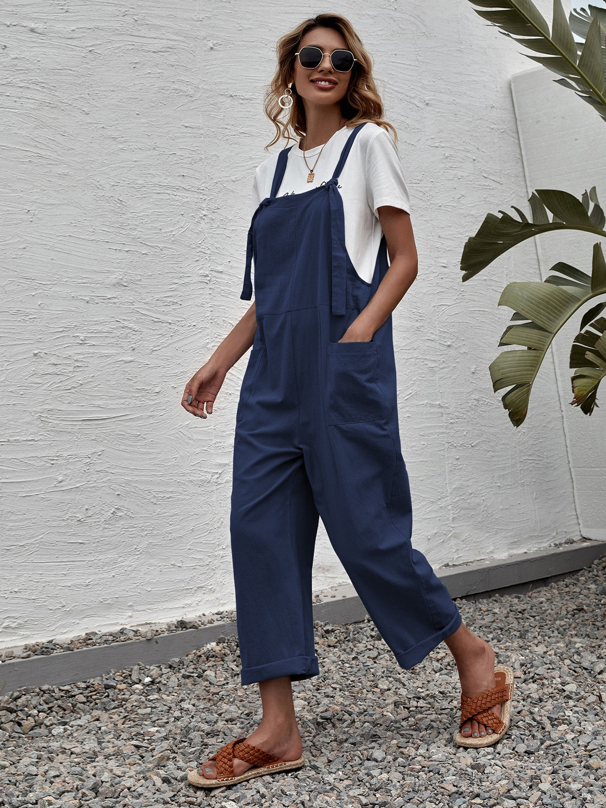 Jumpsuit with Dual Pocket - Navy Blue / XL