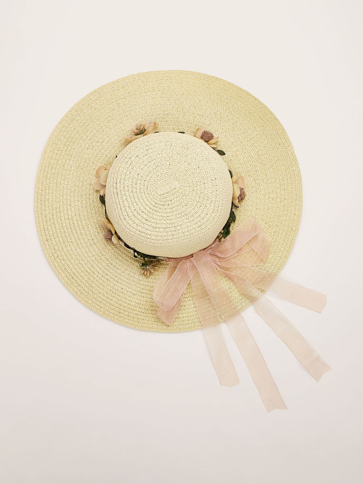 Straw Hat With Flowers - 
