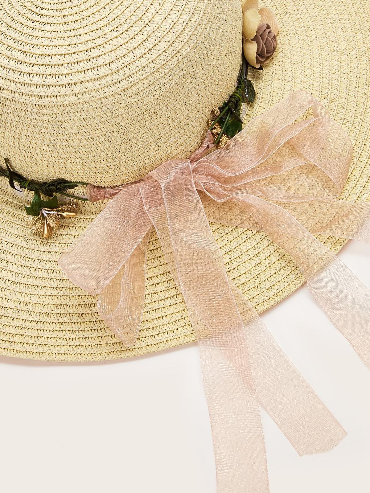 Straw Hat With Flowers - 