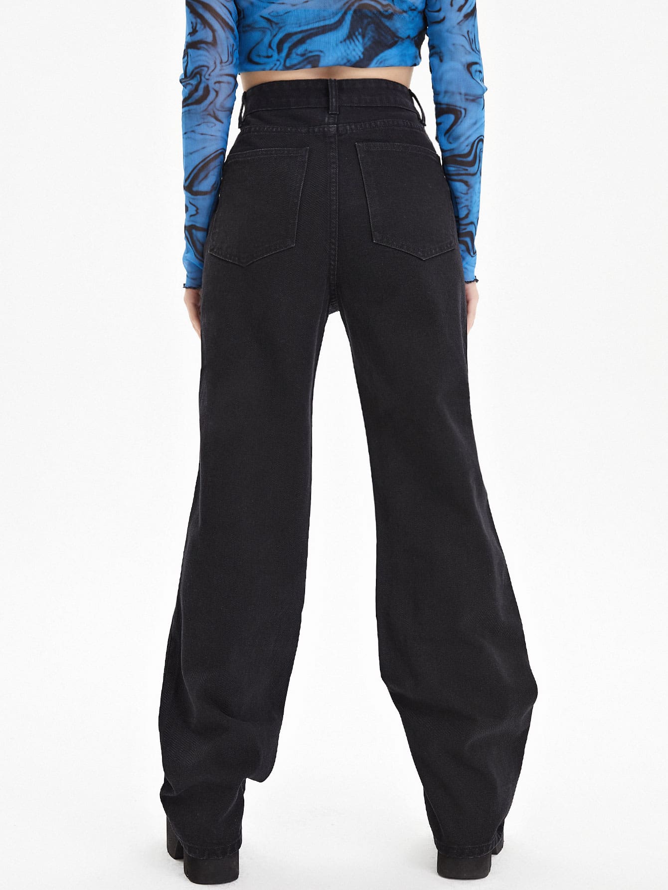 Bleach Wash Butterfly Jeans with Ripped Detail | Pomona and