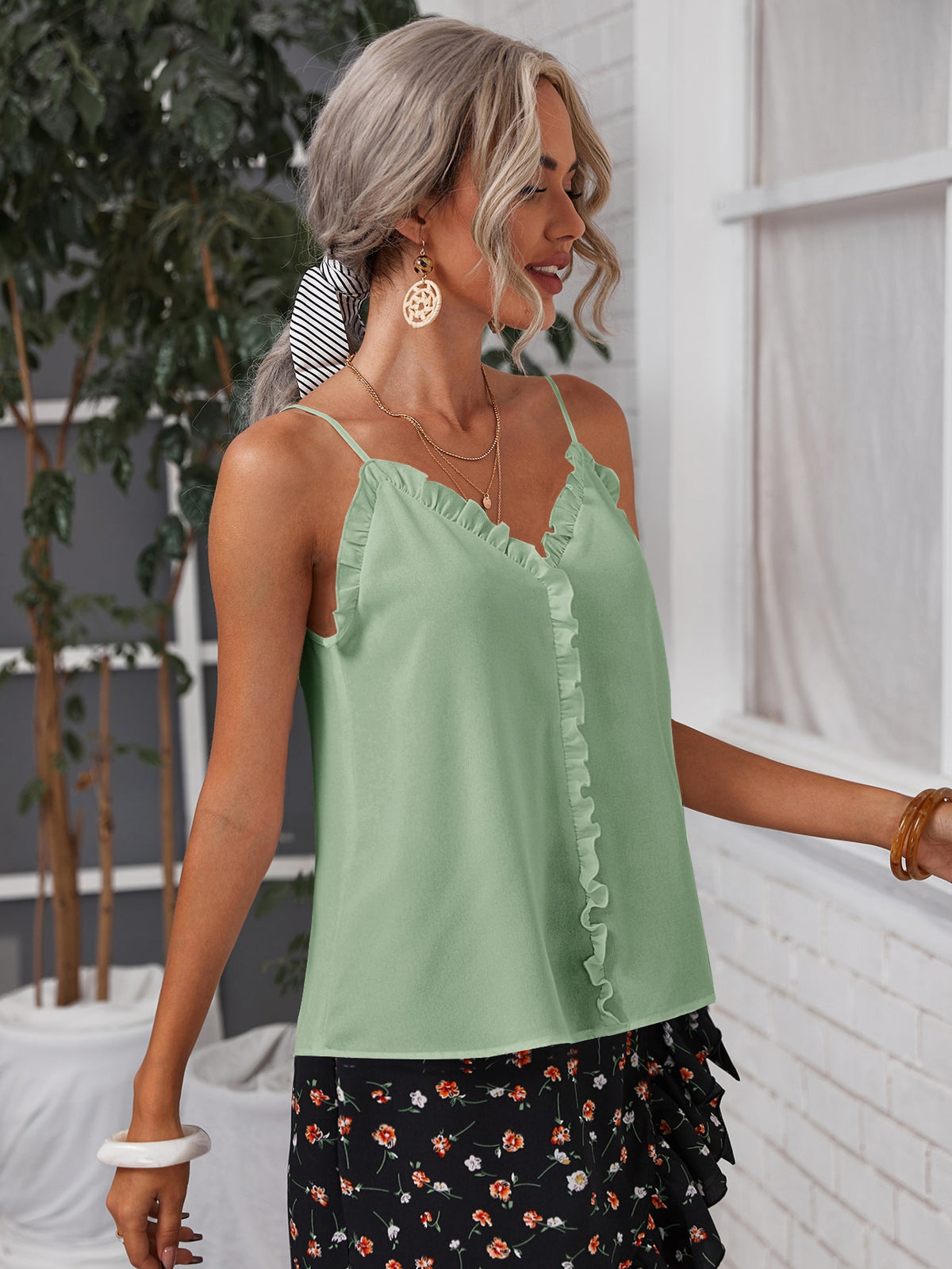 Cami Top with Frill Trim - 