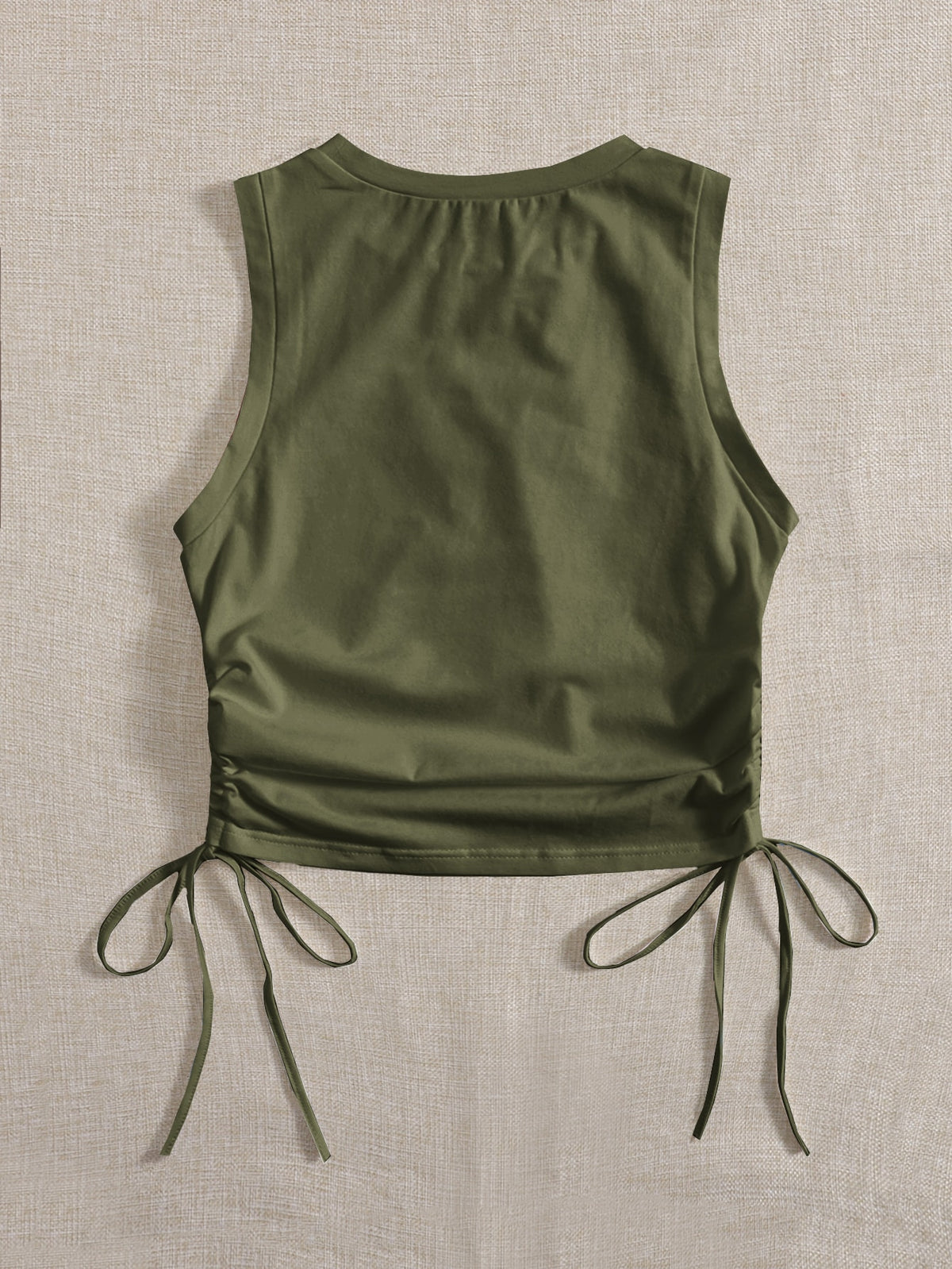Crop Tank Top with Drawstring Side - 