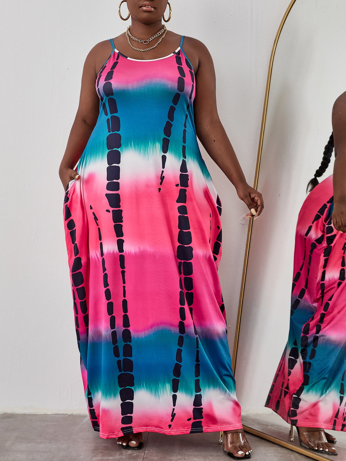 Plus Tie Dye Dress - Multicolor / 4XL