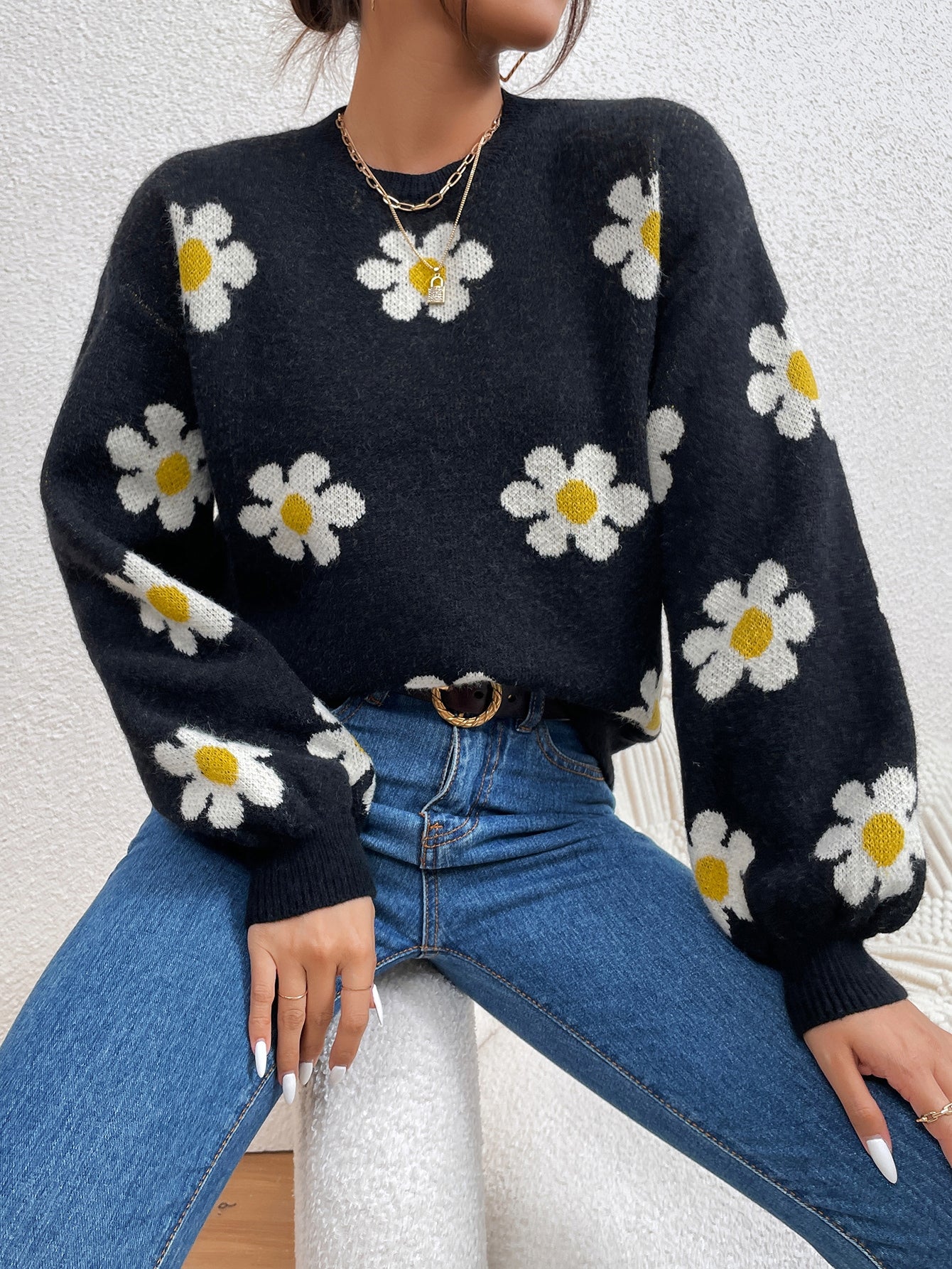 Cute Daisy Flower Cardigan Sweaters for Women Y2k Aesthetic 90s Button Down  Open Front Sweater Plus Size Baby Blue at Amazon Women's Clothing store