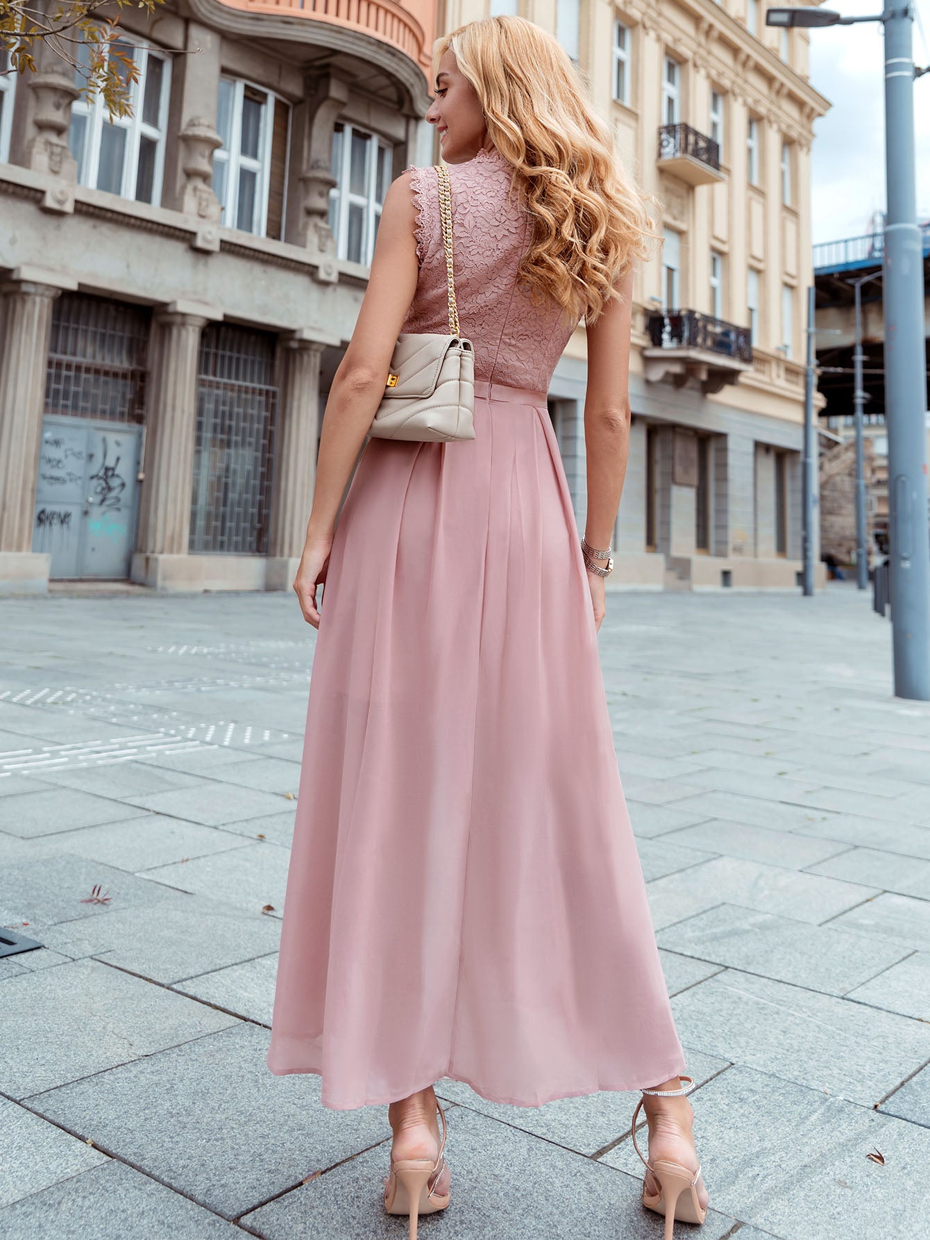 Kigh Low Cut Chiffon Dress