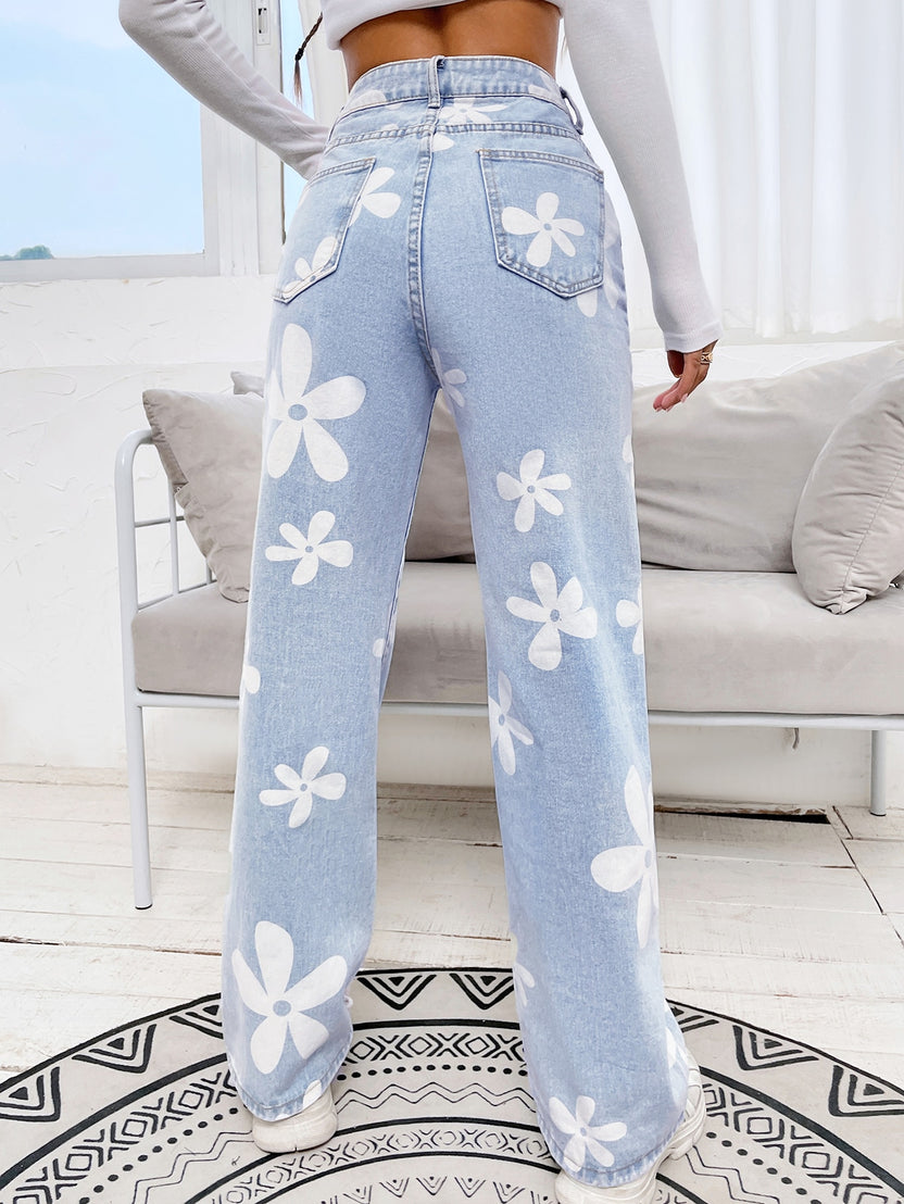 Vintage Floral Straight Leg Jeans | Pomona and Peach