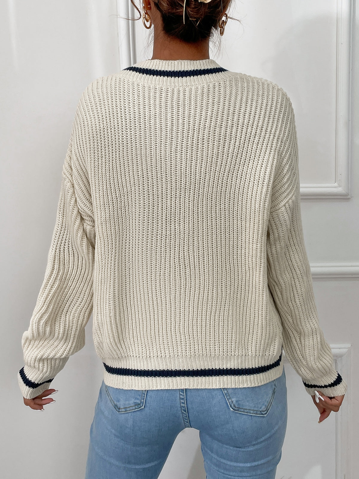 Striped Trim Sweater