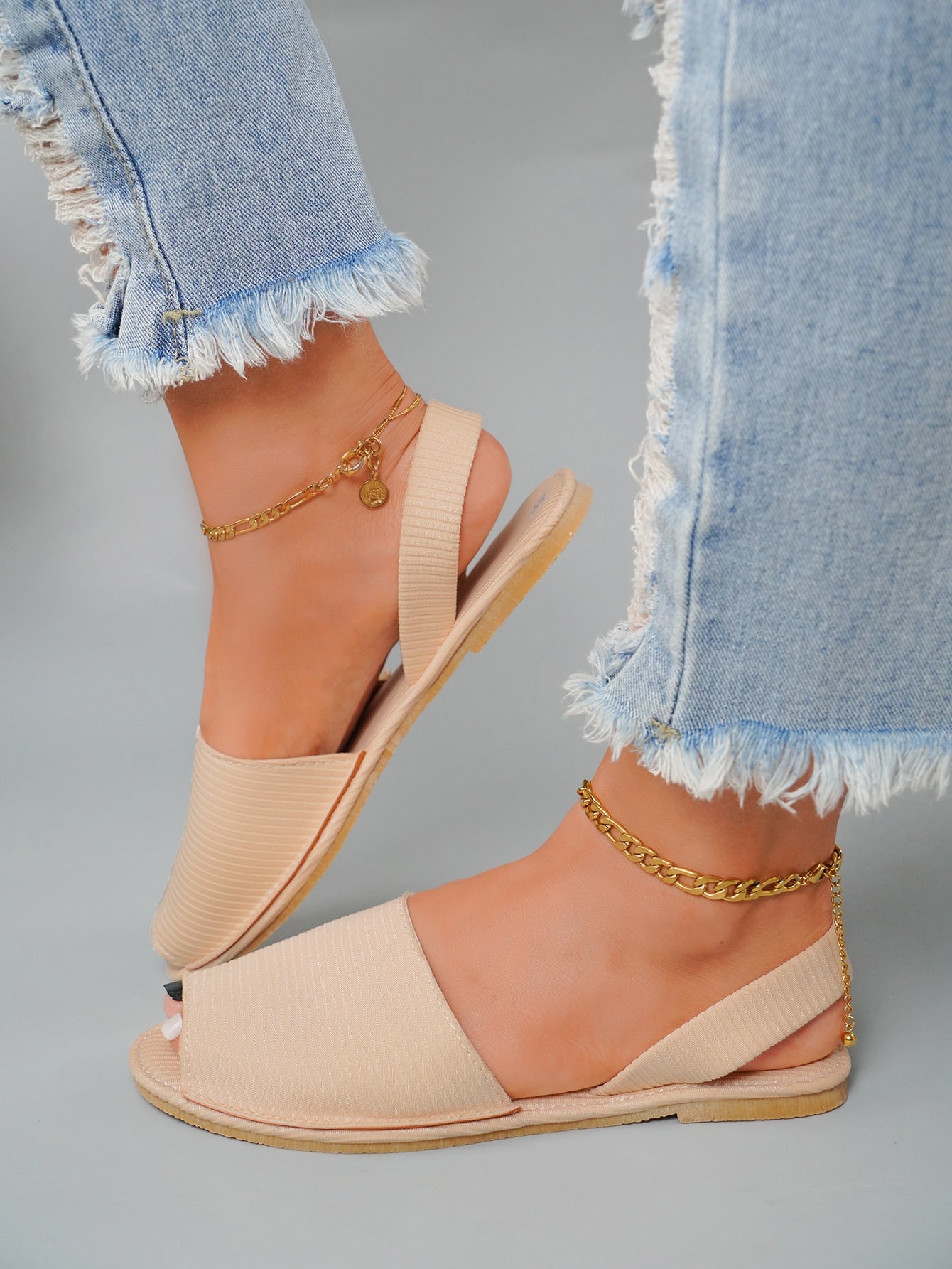 Amazon.com | Ollio Women's Shoe Two Strap Sling Back Flat Sandals MG31 (6.5  B(M) US, Gold) | Flats