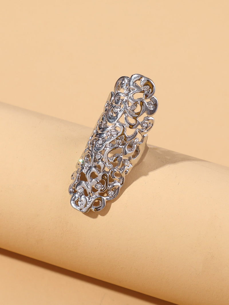 Hollow Out Ring with Rhinestone Detai - 