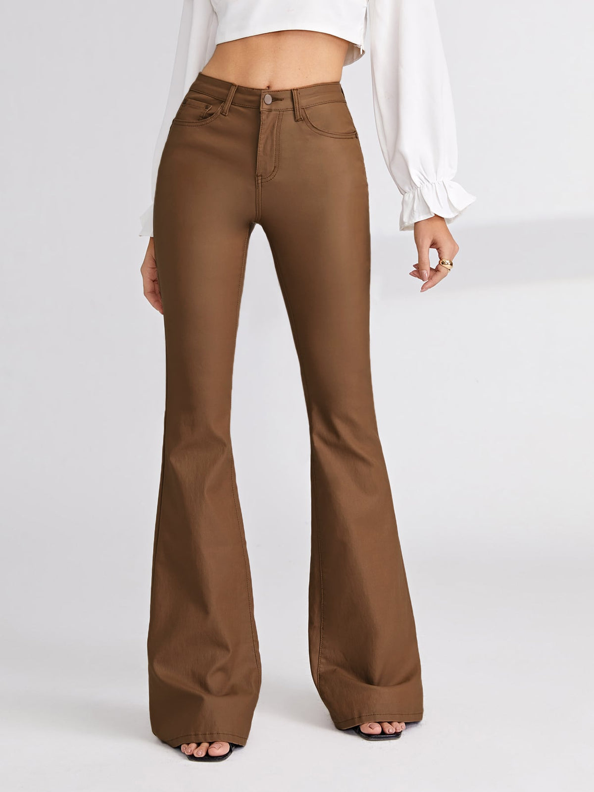 Black Jeans With Flare Leg - Brown / L