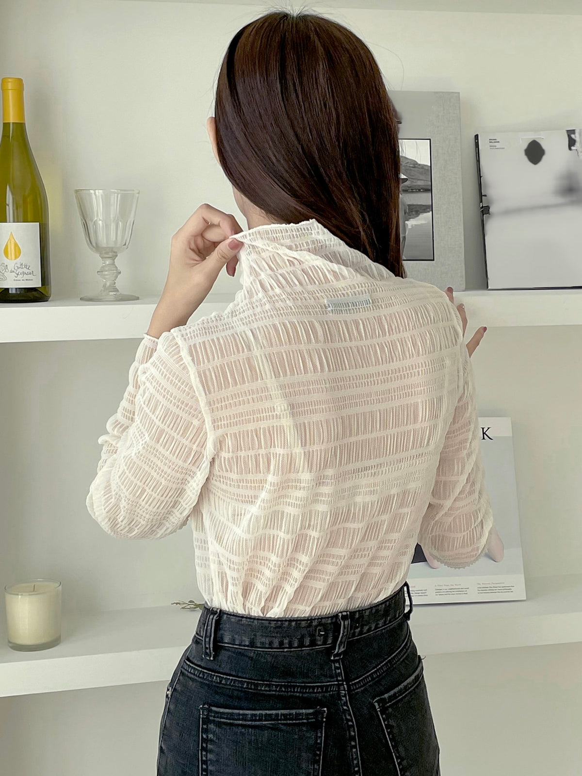 Lace Top With High Neck