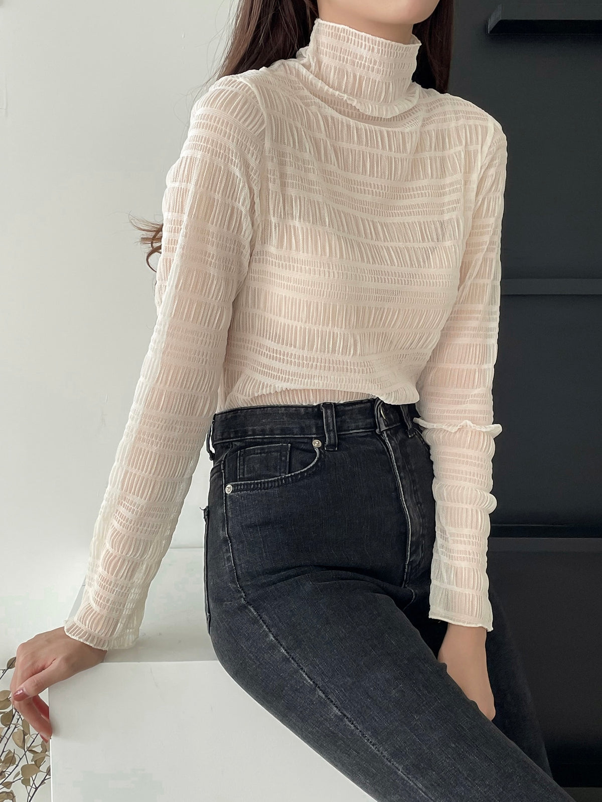 Lace Top With High Neck