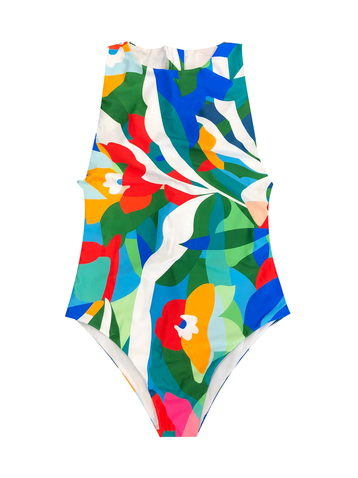 Tropical Print With Zip Back One-Piece Swimsuit - 