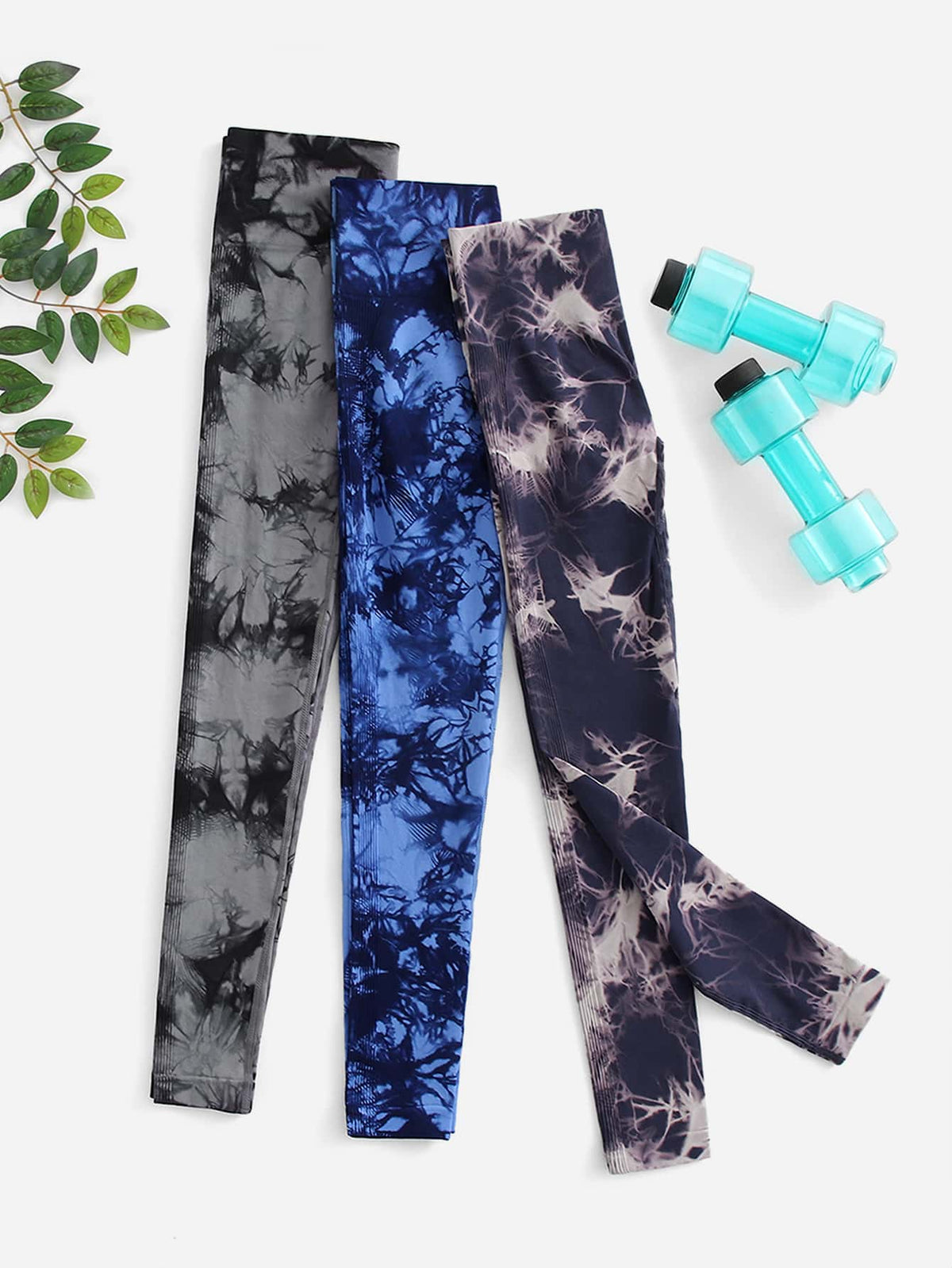 Tie Dye Wide Band Waist Leggings - Multicolor / L